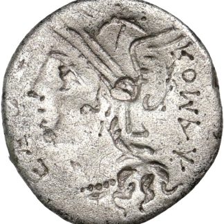 Incuse Fehlprägung, Denar des M. Sergius Silus